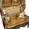 Casa Padrino Barock 2er Ballon Sofa Gold Lederoptik mit Bling Bling Glitzersteinen, 132 x 180 x 84 cm