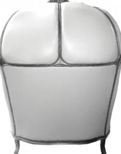 Casa Padrino Barock 2er Ballon Sofa Weiß Lederoptik / Silber - Breite 132 cm - Luxuriöse Sitzgelegenheit