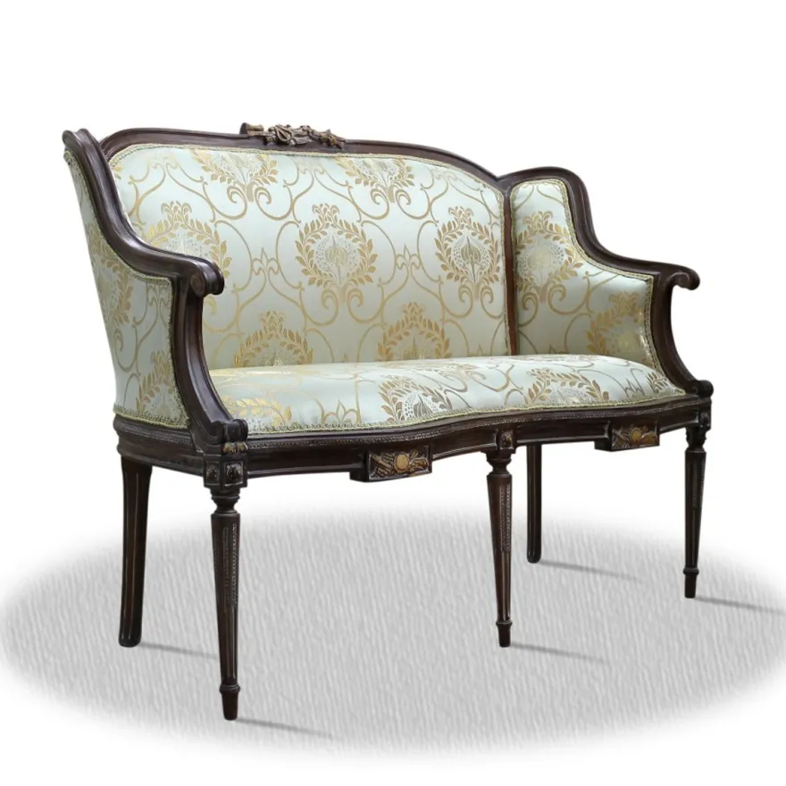 Casa Padrino Barock 2er Sitzbank mit Muster Dunkelbraun / Gold 120 x 45 x H. 90 cm
