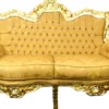 Casa Padrino Barock 2er Sofa Gold Muster / Gold mit Bling Bling Glitzersteinen - Antik Stil Wohnzimmer Möbel