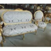 Casa Padrino Barock 2er Sofa Grau / Gold 150 cm - Barock Möbel