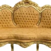 Casa Padrino Barock 3er Sofa Lord Gold Muster / Gold 184 x 81 x H. 125 cm - Handgefertigtes Wohnzimmer Sofa im Barockstil - Barock Wohnzimmer Möbel
