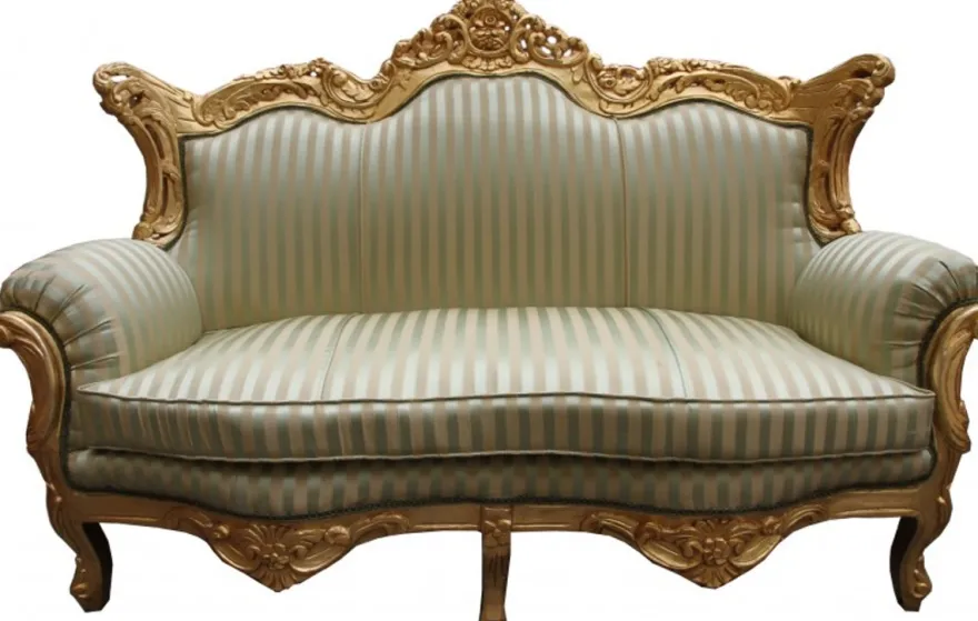 Casa Padrino Barock 2er Sofa Master Jadegrün / Beige / Gold - Breite 182 cm - Luxuriöse Wohnzimmer Couch