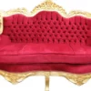 Casa Padrino Barock 2er Sofa Master Bordeaux Rot / Gold 182 x 125 x 60 cm - Wohnzimmer Loung Couch