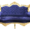 Casa Padrino Barock 2er Sofa Master Royal Blau / Gold 182 x 125 x 60 cm - Handgefertigte Luxus Couch