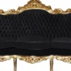 Casa Padrino Barock 3er Sofa Master Schwarz / Gold, Breite 210 cm, Höhe 135 cm, Tiefe 90 cm, Luxus Wohnzimmer Couch