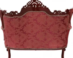 Casa Padrino Barock 2er Sofa Master im prunkvollen Design Bordeaux Muster / Braunrot 182 x 90 x 135 cm