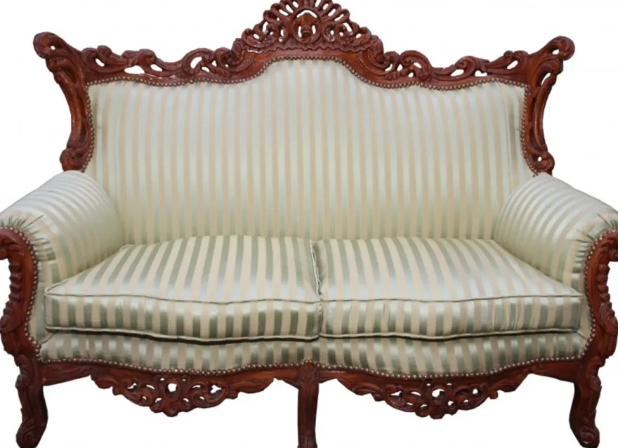 Casa Padrino Barock 2-er Sofa Master Jadegrün / Braun 182 x 125 x 60 cm - Wohnzimmer Couch Lounge Möbel