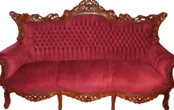 Casa Padrino Barock 3-er Sofa Master in Bordeaux / Braun - Wohnzimmer Möbel Couch Lounge - Limited Edition