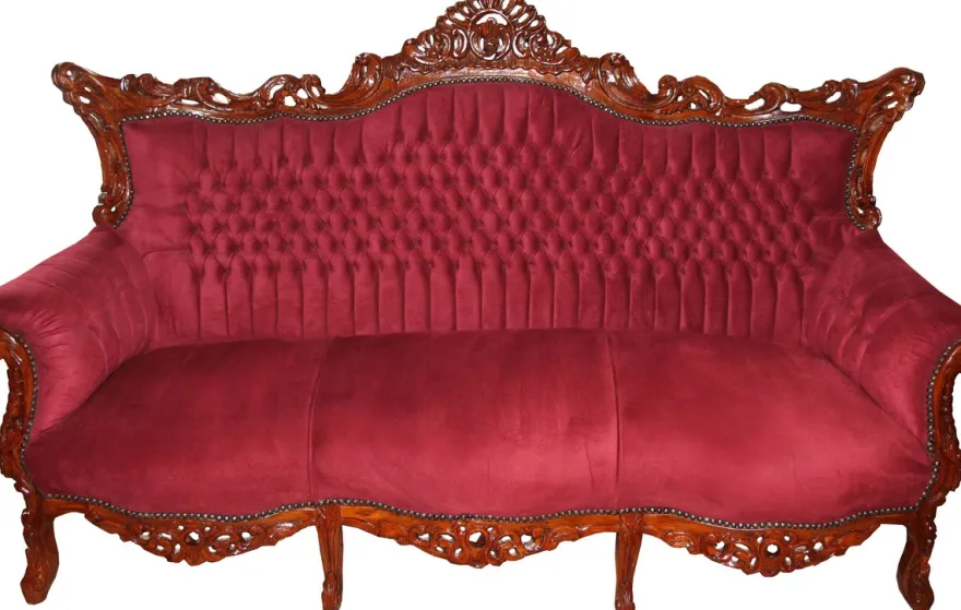 Casa Padrino Barock 3-er Sofa Master in Bordeaux / Braun - Wohnzimmer Möbel Couch Lounge - Limited Edition