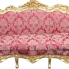 Casa Padrino Barock 3er Sofa Master Bordeaux Muster und Gold 210 x 90 x 135 cm