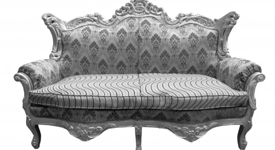 Casa Padrino Barock 2er Sofa Master im Antik Stil, Silber Muster / Silber, 182 x 60 x 125 cm