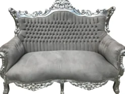 Casa Padrino Barock 2-er Sofa Master Grau / Silber - Antik Stil Möbel