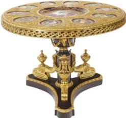 Casa Padrino Barock Esstisch Dunkelbraun / Mehrfarbig / Gold - Prunkvoller Massivholz Esszimmertisch im Barockstil - Barock Esszimmer Möbel - Edel & Prunkvoll