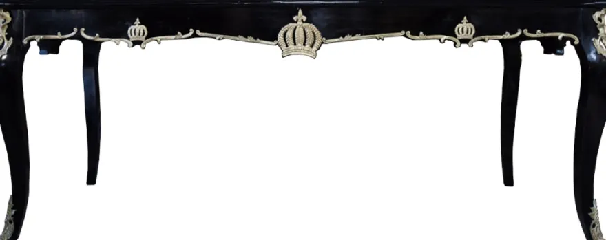 Casa Padrino Barock Esstisch Pompöös von Harald Glööckler, Schwarz / Gold, 200 x 90 x 80 cm