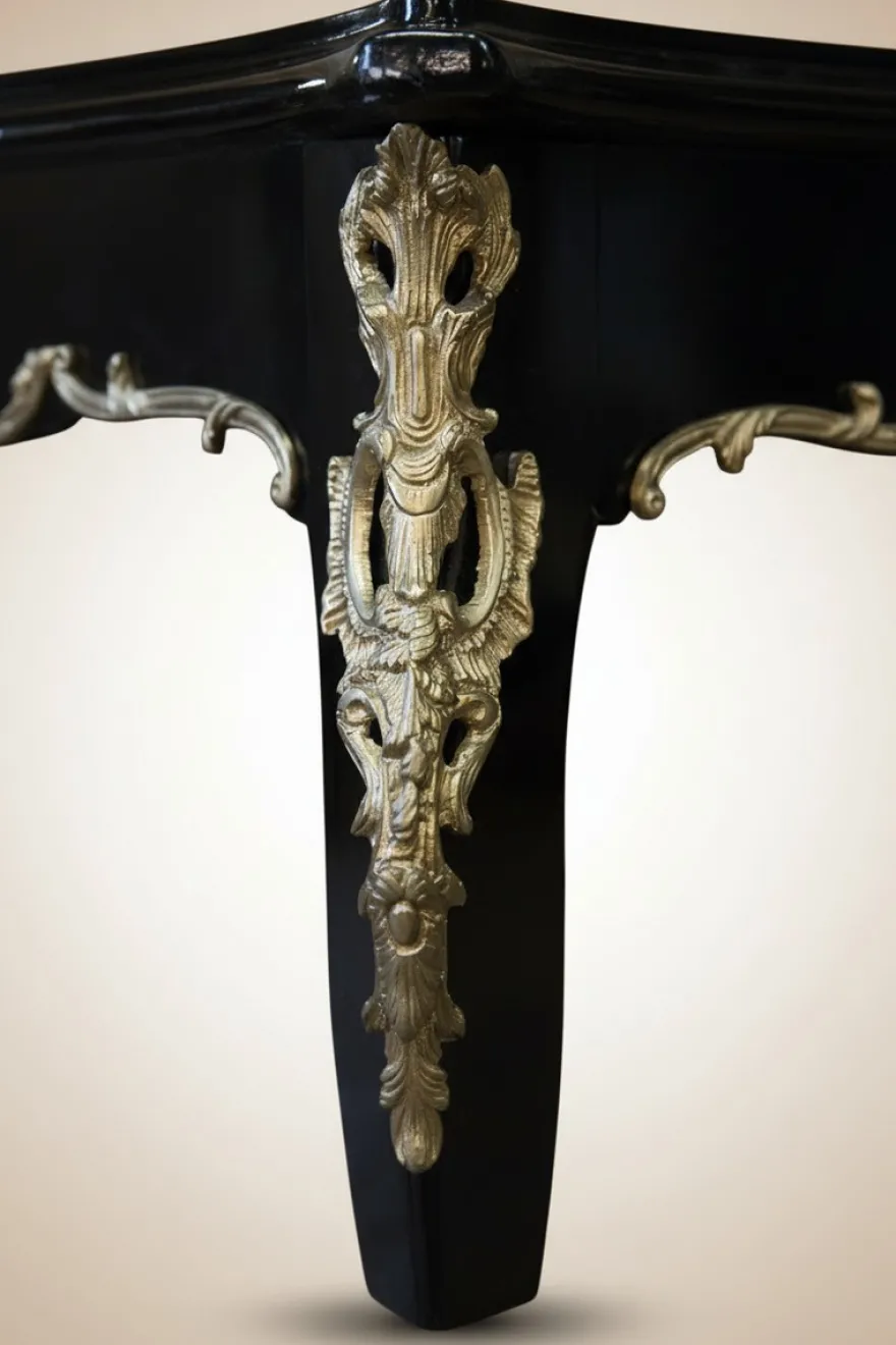 Casa Padrino Barock Esstisch Pompöös von Harald Glööckler, Schwarz / Gold, 200 x 90 x 80 cm