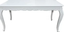 Casa Padrino Barock Esstisch im Antikstil Weiss glänzend, 140 x 90 x 84 cm