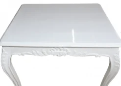Casa Padrino Barock Esstisch Weiss 100 cm x 90 cm - Massivholz Esszimmertisch im Antik Stil