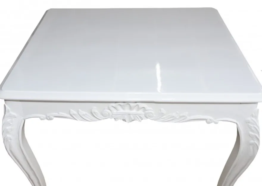 Casa Padrino Barock Esstisch Weiss 100 cm x 90 cm - Massivholz Esszimmertisch im Antik Stil