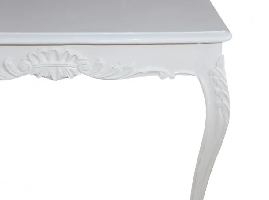 Casa Padrino Barock Esstisch Weiss 100 cm x 90 cm - Massivholz Esszimmertisch im Antik Stil