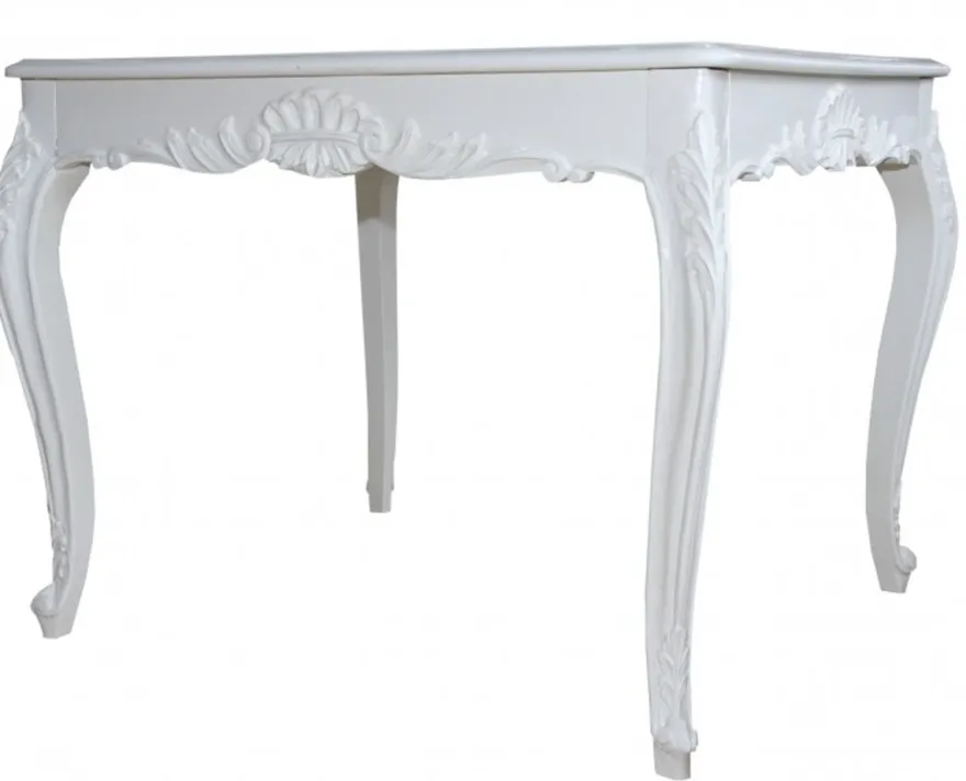 Casa Padrino Barock Esstisch Weiss 100 cm x 90 cm - Massivholz Esszimmertisch im Antik Stil