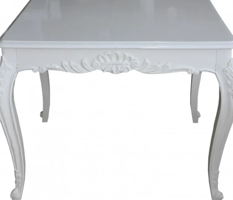 Casa Padrino Barock Esstisch Weiss 100 cm x 90 cm - Massivholz Esszimmertisch im Antik Stil