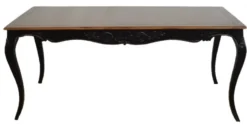 Casa Padrino Barock Esstisch Antik Schwarz / Holzfarben aus Mahagony Massivholz 180 x 95 x 76 cm