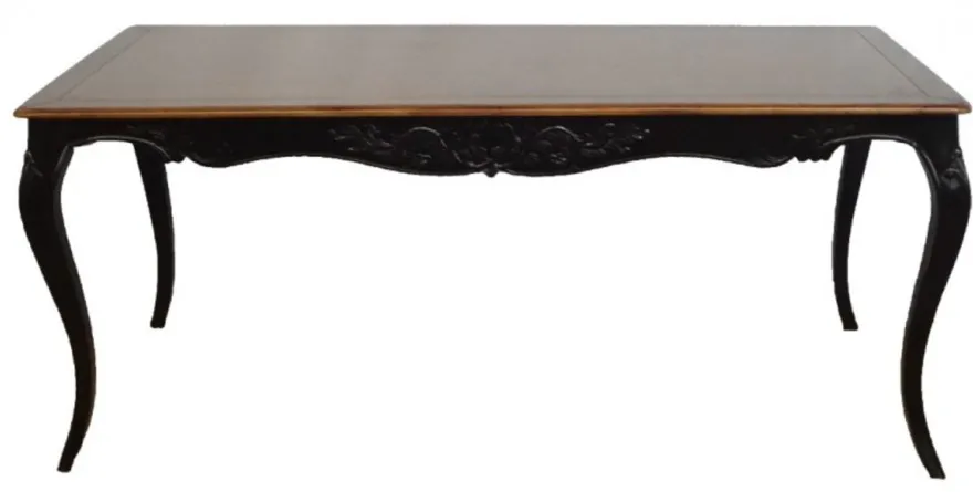 Casa Padrino Barock Esstisch Antik Schwarz / Holzfarben aus Mahagony Massivholz 180 x 95 x 76 cm