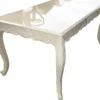 Casa Padrino Barock Esstisch Creme Hochglanz 160 x 100 cm - Esszimmer Tisch - Barock Möbel
