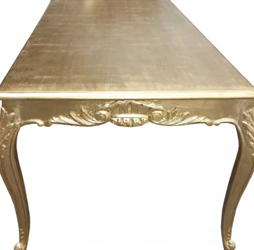 Casa Padrino Barock Esstisch Gold 250 x 100 x 84 cm - Massivholz Luxus Esszimmertisch