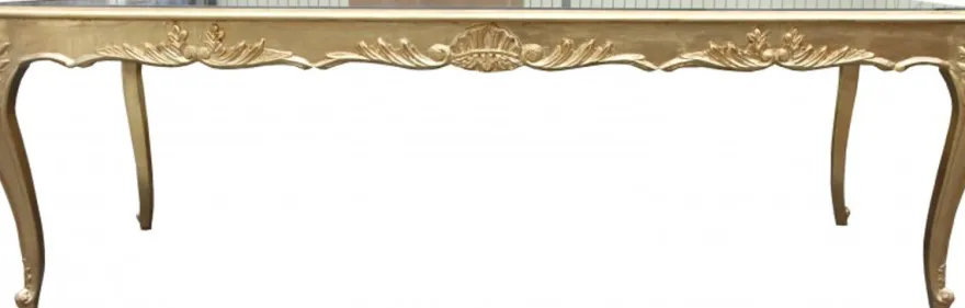 Casa Padrino Barock Esstisch Gold 250 x 100 x 84 cm - Massivholz Luxus Esszimmertisch