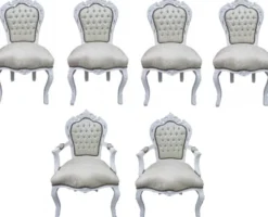 Casa Padrino Barock Esszimmer Set 4 Stühle + 2 Stühle mit Armlehnen - Möbel Antik Stil