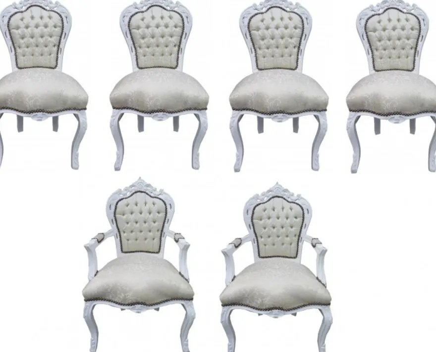 Casa Padrino Barock Esszimmer Set 4 Stühle + 2 Stühle mit Armlehnen - Möbel Antik Stil