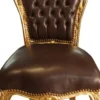 Casa Padrino Barock Esszimmer Stuhl Braun Glatt Lederoptik / Gold - Möbel