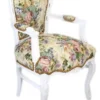 Casa Padrino Barock Esszimmer Stuhl mit Armlehnen Blumenmuster / Antik Weiß