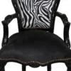Casa Padrino Barock Esszimmer Stuhl Schwarz / Zebra / Schwarz mit Armlehnen - Möbel Antik Stil