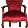 Casa Padrino Barock Esszimmer Stuhl mit Armlehnen Bordeaux / Braun