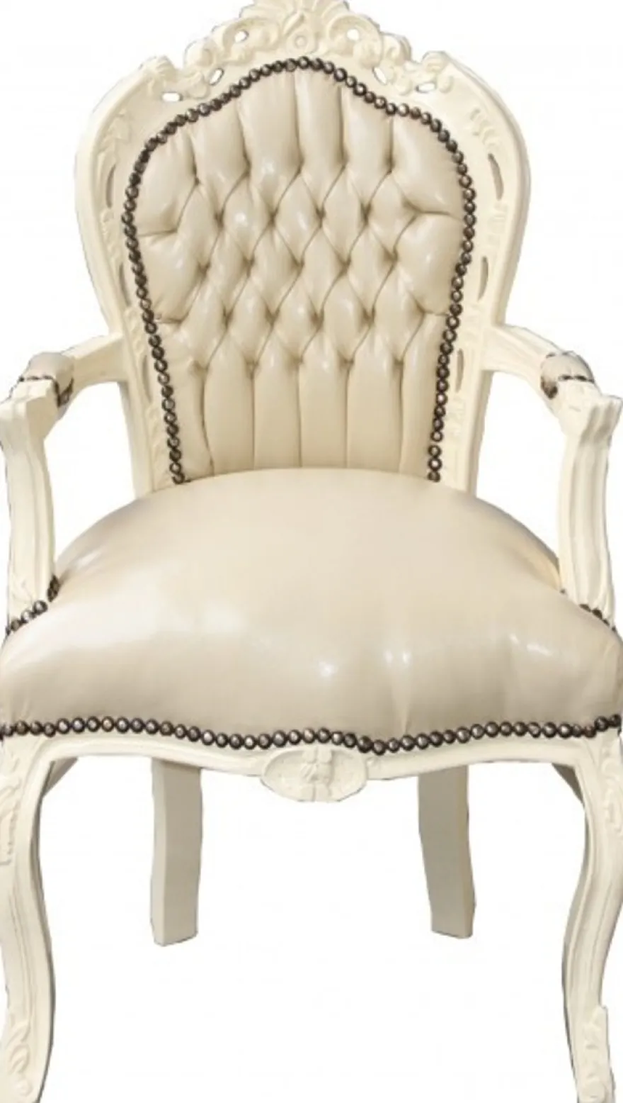 Casa Padrino Barock Esszimmerstuhl mit Armlehnen Creme / Creme