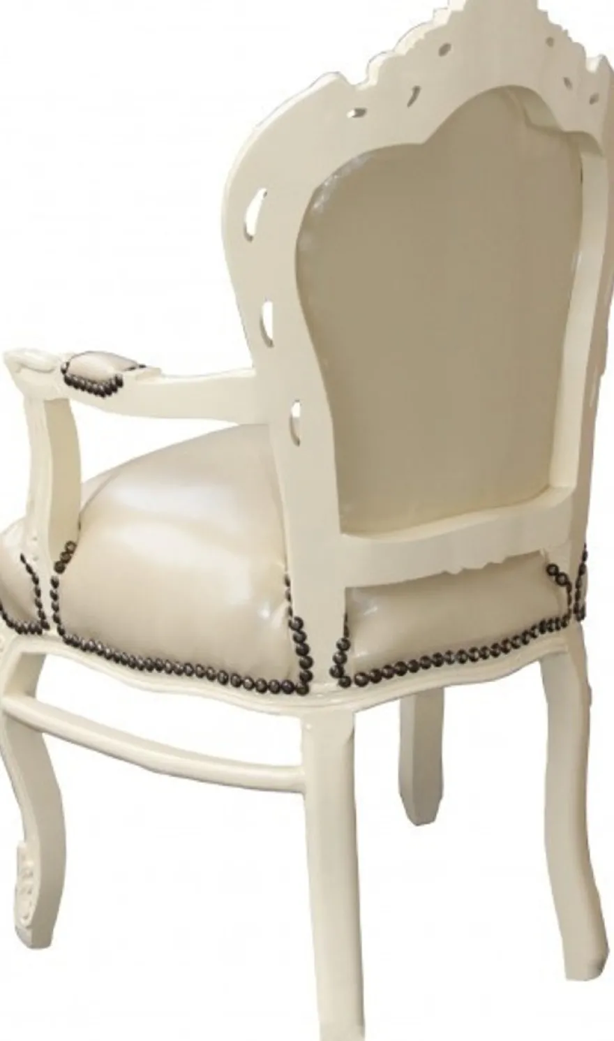 Casa Padrino Barock Esszimmerstuhl mit Armlehnen Creme / Creme