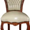 Casa Padrino Barock Esszimmer Stuhl Creme Lederoptik / Braun - Barock Möbel