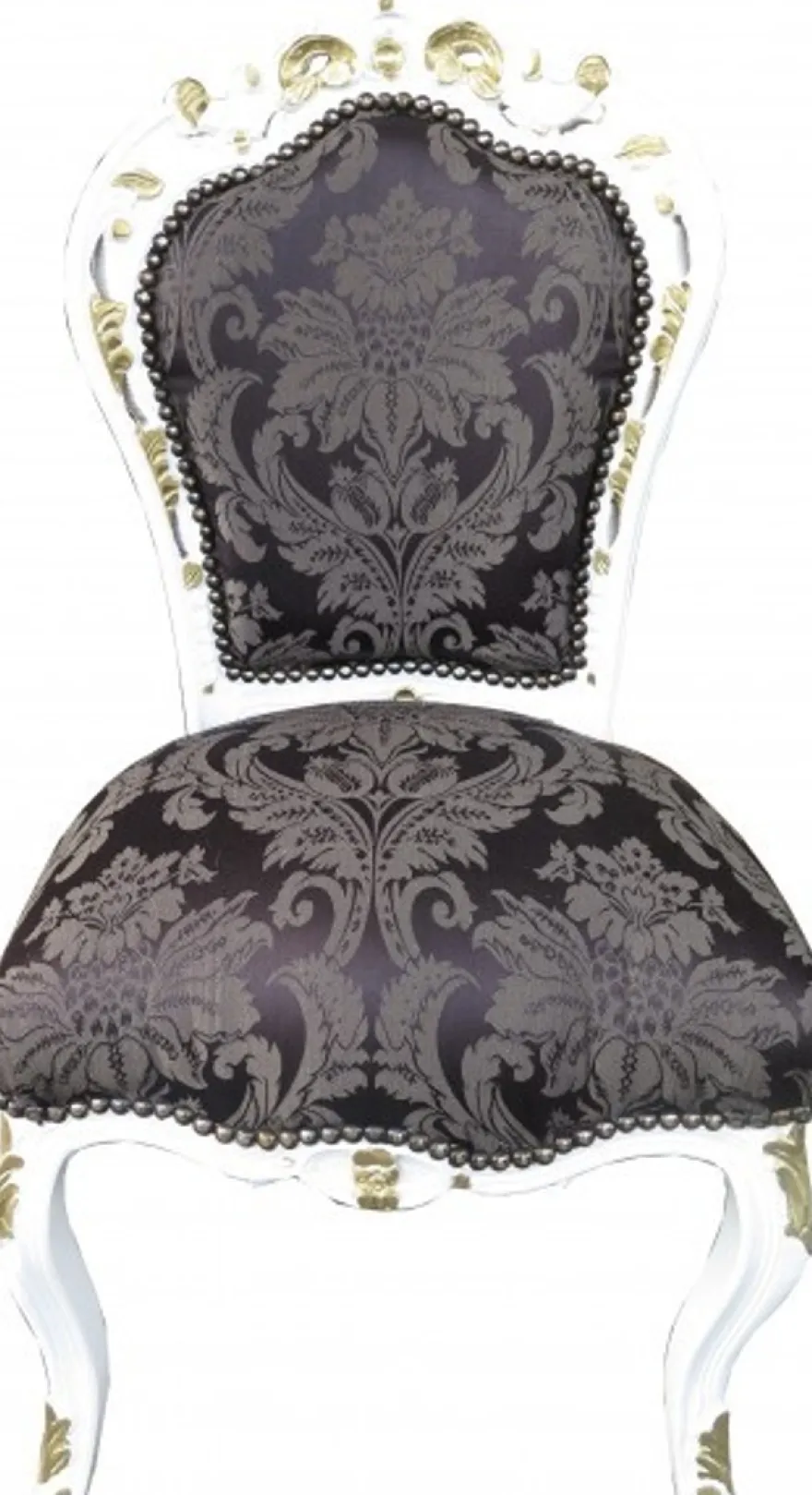 Casa Padrino Barock Esszimmer Stuhl Schwarz Muster / Weiß / Gold - Möbel Antikstil