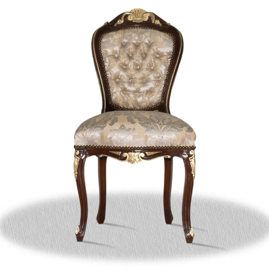 Casa Padrino Barock Esszimmerstuhl Braun Gold Silber - Antik Stil Möbel