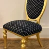 Casa Padrino Barock Esszimmer Stuhl mit Muster Blau / Gold - Esszimmer Möbel im Barockstil