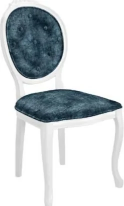 Casa Padrino Barock Esszimmerstuhl Set Blau / Weiß - 6 Handgefertigte Küchen Stühle im Barockstil - Barock Esszimmer Möbel