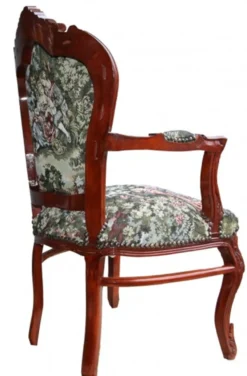 Casa Padrino Barock Esszimmer Stuhl mit Armlehne Gobelin "Love Story " - Antik Stil