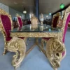 Casa Padrino Barock Esszimmer Set Bordeauxrot / Gold / Schwarz - 1 Barock Esstisch & 6 Barock Esszimmerstühle - Barock Esszimmer Möbel - Edel & Prunkvoll