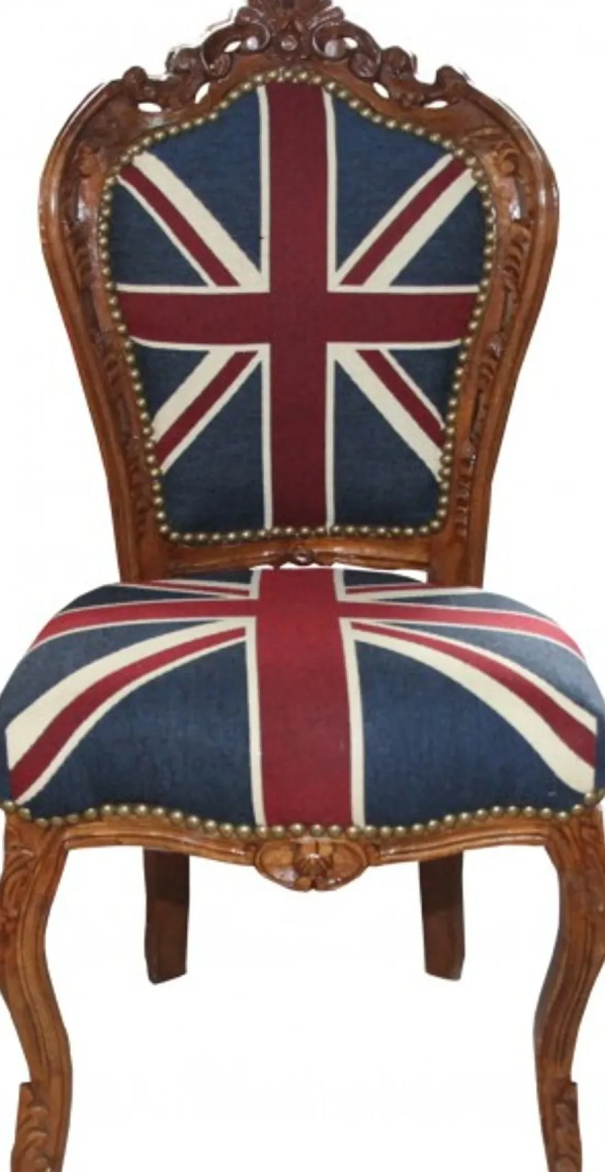 Casa Padrino Barock Esszimmer Stuhl Union Jack / Braun - Möbel Antik Stil