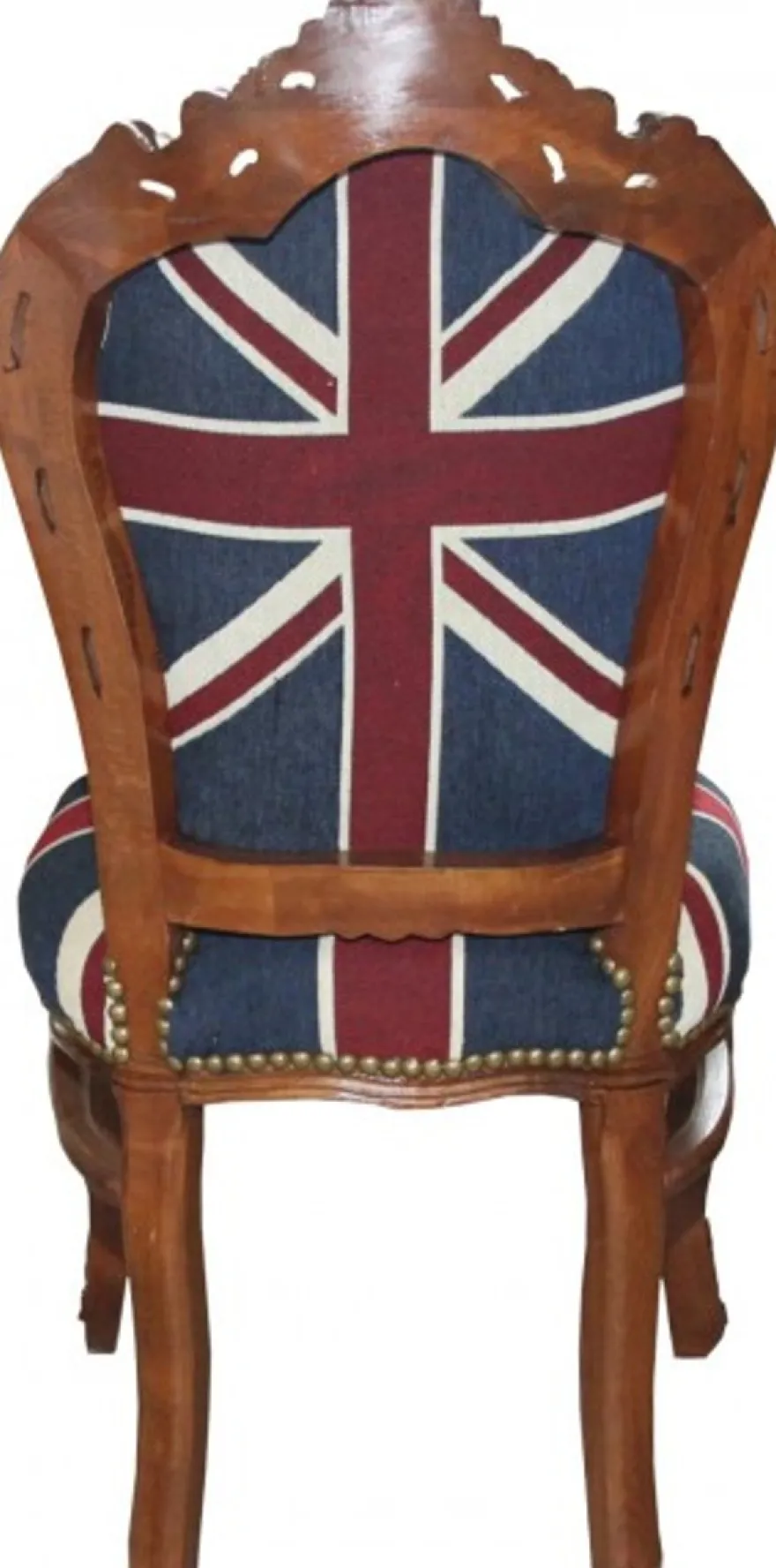 Casa Padrino Barock Esszimmer Stuhl Union Jack / Braun - Möbel Antik Stil