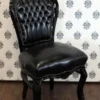 Casa Padrino Barock Esszimmer Stuhl Schwarz Lederoptik / Schwarz - Antik Stil Möbel