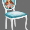 Casa Padrino Barock Esszimmerstuhl Blau / Mehrfarbig / Weiß - Handgefertigter Antik Stil Stuhl - Esszimmer Möbel im Barockstil
